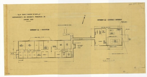 Base Dumont d'Urville : Aménagement des bâtiments principaux, janvier 1959