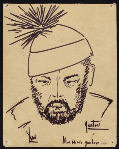 Portrait d'un homme barbu, qui s'appelle Gustave, qui porte un bonnet- mission CNRS 1963