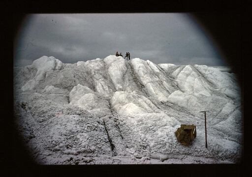 Quatre hommes sur le glacier Kongsbreen -  mission CNRS 1963