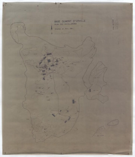 Base Dumont d'Urville, plan des installations, situation mars 1984