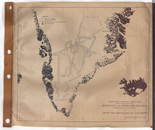Expéditions au Groenland 1949-1950-1951 (moitié sud du continent) : carte des épaisseurs de l'inlandsis