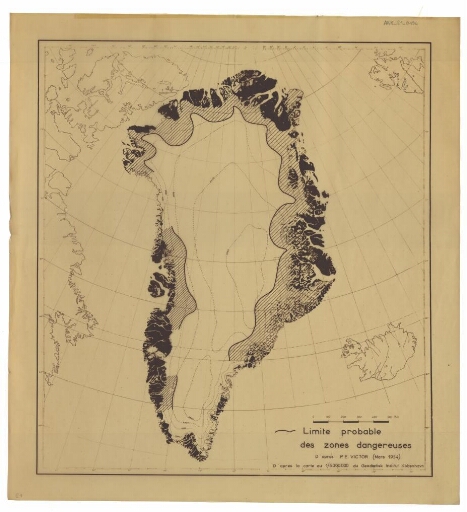 Groenland, limite probable des zones dangereuses