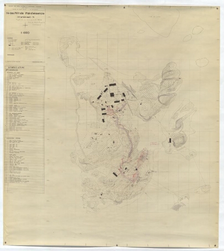 Île des Pétrels, Plan d'ensemble. Situation mars 1976.