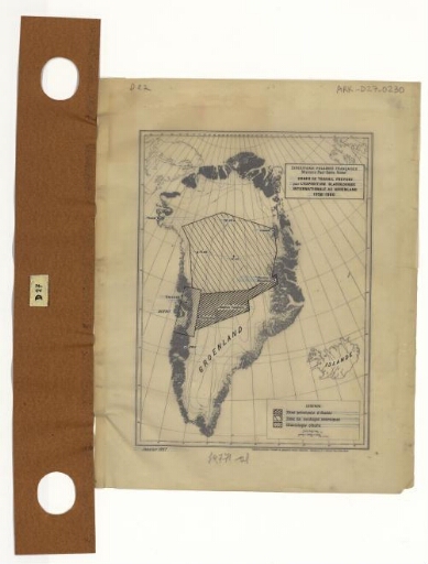 Zones de travail prévues pour l'expédition glaciologique au Groenland : 1958-1960