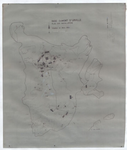 Base Dumont d'Urville, plan des installations, situation mars 1983