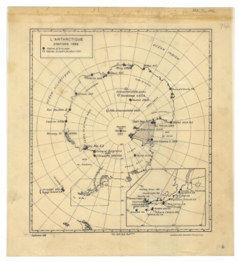 Antarctique avec les stations internationales en 1960