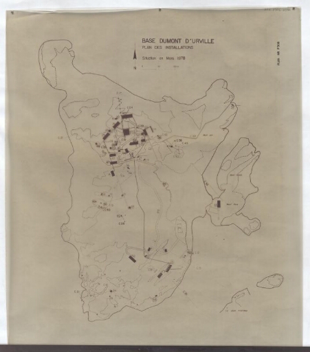 Base Dumont d'Urville, plan des installations, situation mars 1978