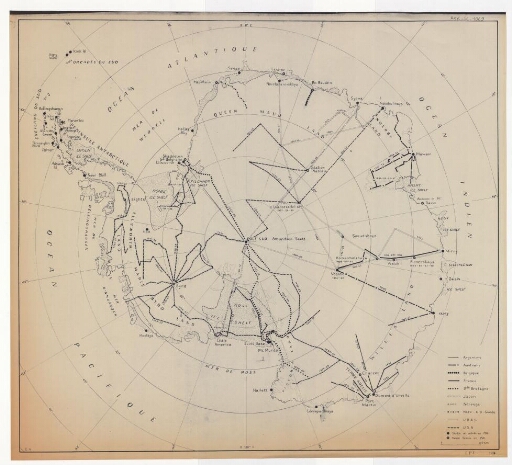 Antarctique : Carte des répartitions territorial par nation