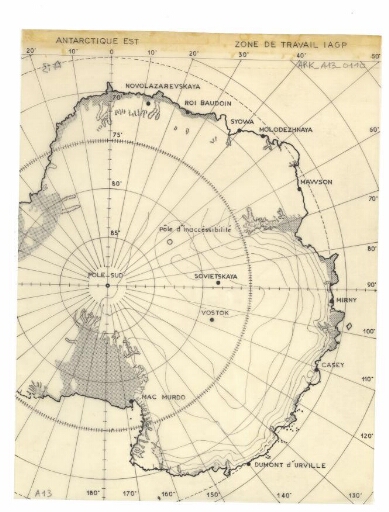 Antarctique Est avec indication des stations internationales