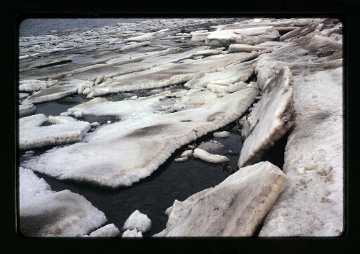 Morceaux de glace sur un cours d'eau - mission CNRS 1964