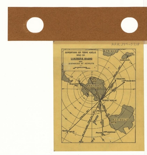 Expédition en Terre Adélie 1950-1953 : liaisons radio avec distances et azimuts