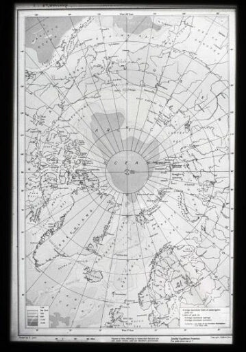 Carte des régions polaires arctiques - mission CNRS 1963